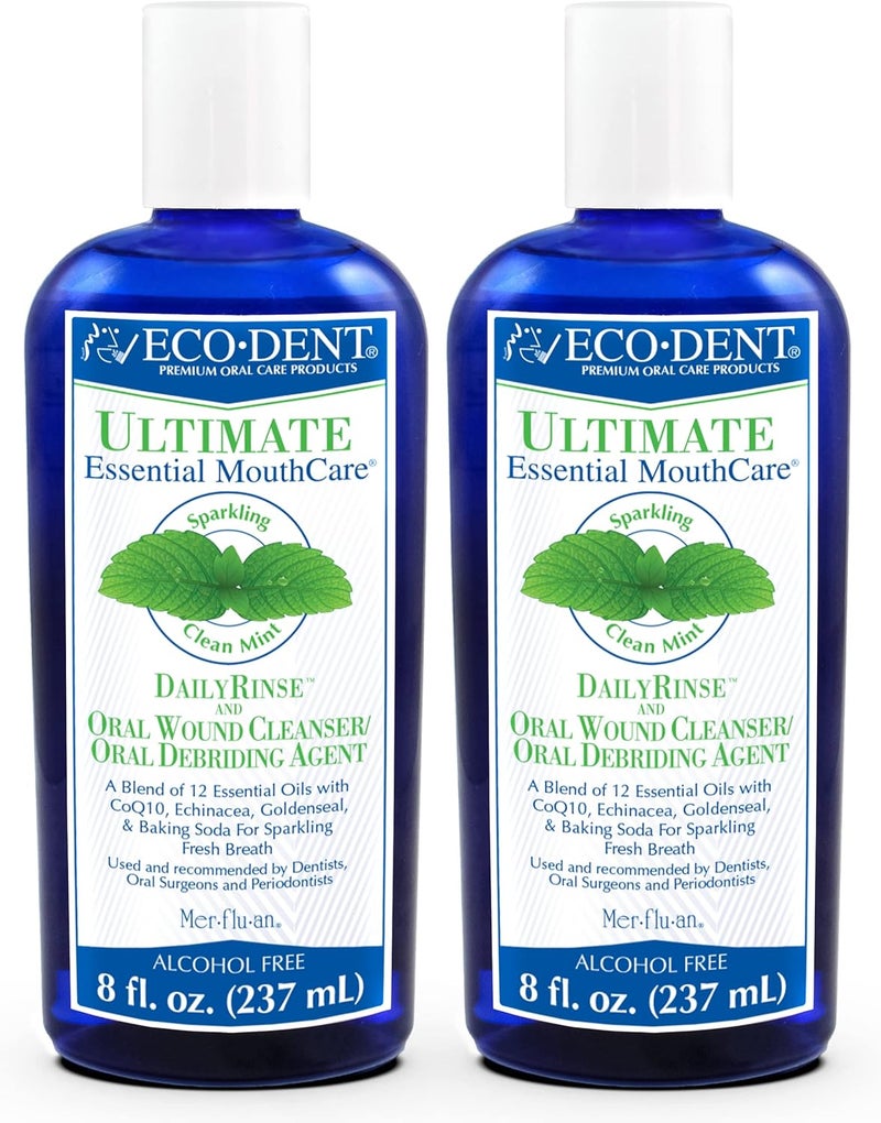 ECO-DENT Ultimate Essential MouthCare Daily Rinse, Sparkling Clean Mint, 8 fl oz (237 ml) - Pack of 2 - Image 1